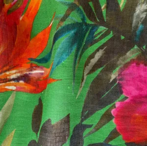 R. Lauren Semi-Sheer Tropical Forest Linen (Made in Italy)