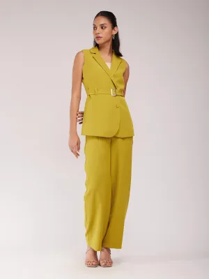 Single Breasted Blazer And Trousers Co-ord Set - Green