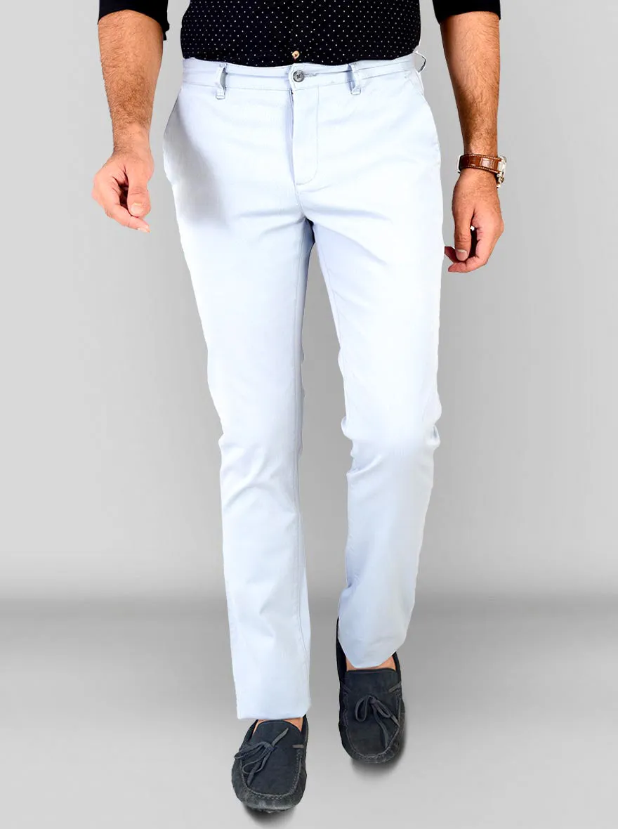 Sky Blue Self Textured Super Slim Fit Chinos | Greenfibre