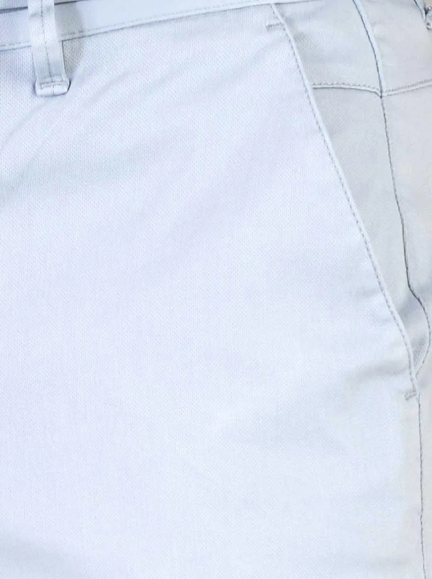 Sky Blue Self Textured Super Slim Fit Chinos | Greenfibre