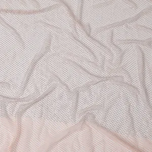 Soft Peach Crystal Embellished Nylon Mesh Tulle Fabric, 150cm Width – Ideal for Bridal and Craft Projects-D20079