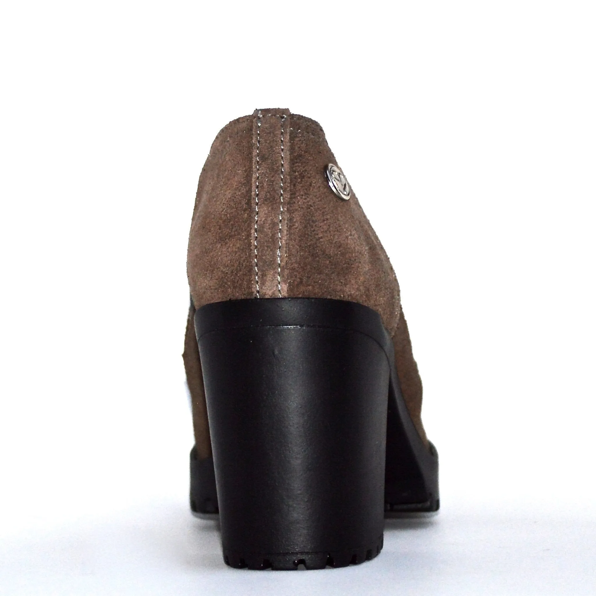 STEP MID HEEL ANKLE BOOT - BROWN NUBUCK LEATHER