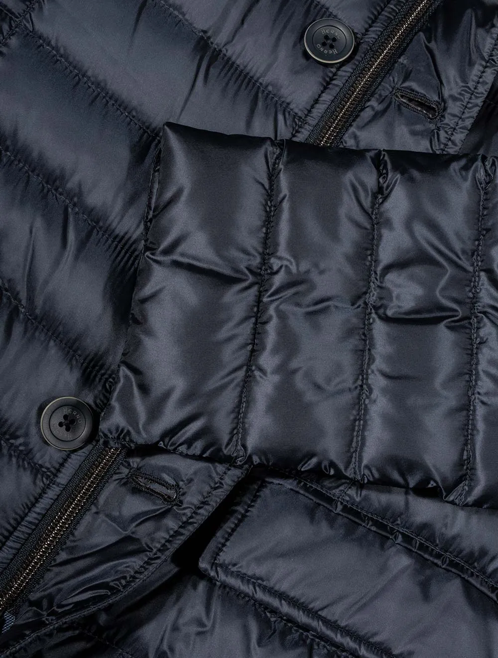 Storm Collar Quilted Jacket Navy