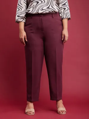 Straight Fit Trousers - Maroon