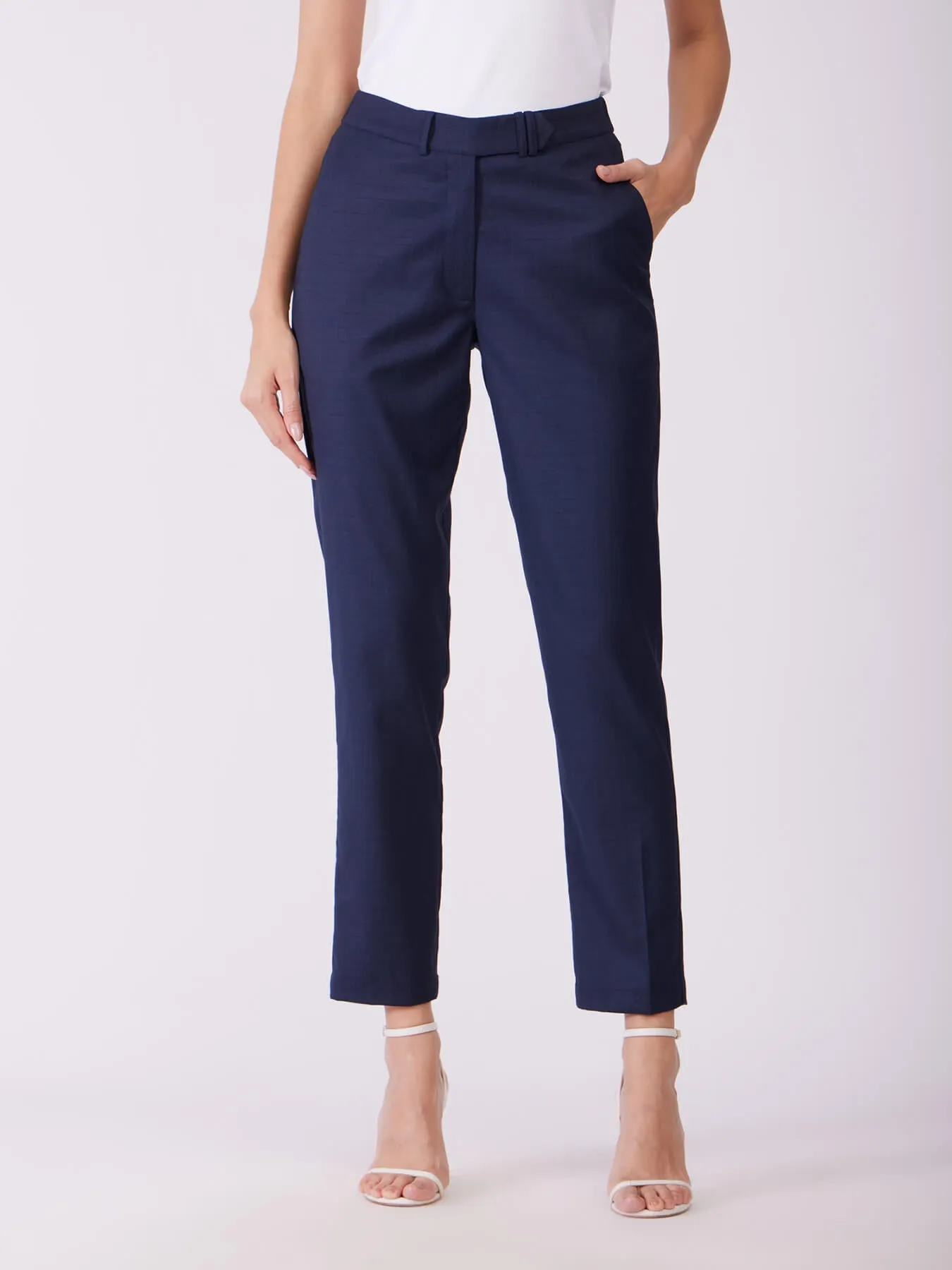 Straight Fit Trousers - Navy