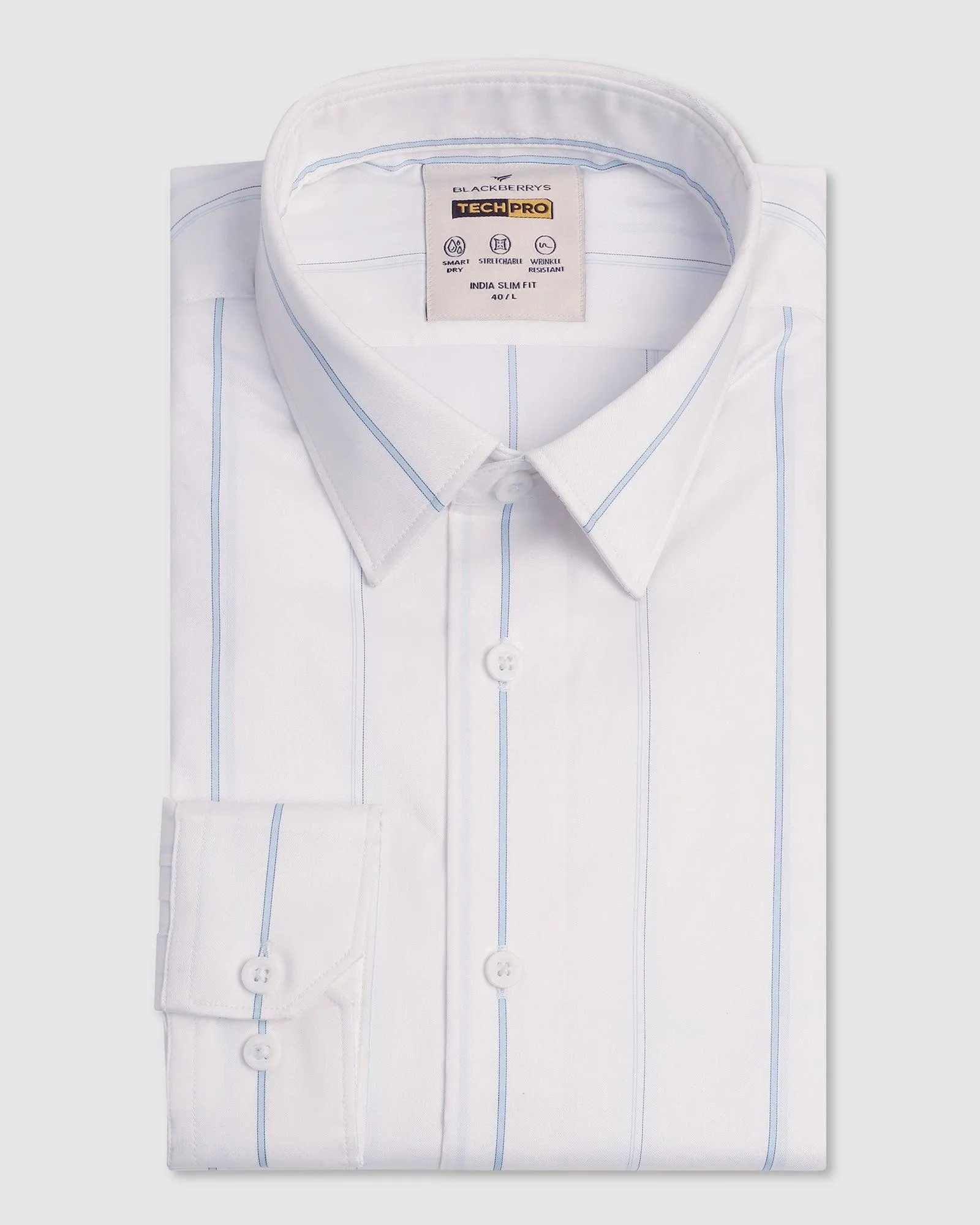 TechPro Formal White Stripe Shirt - Saget