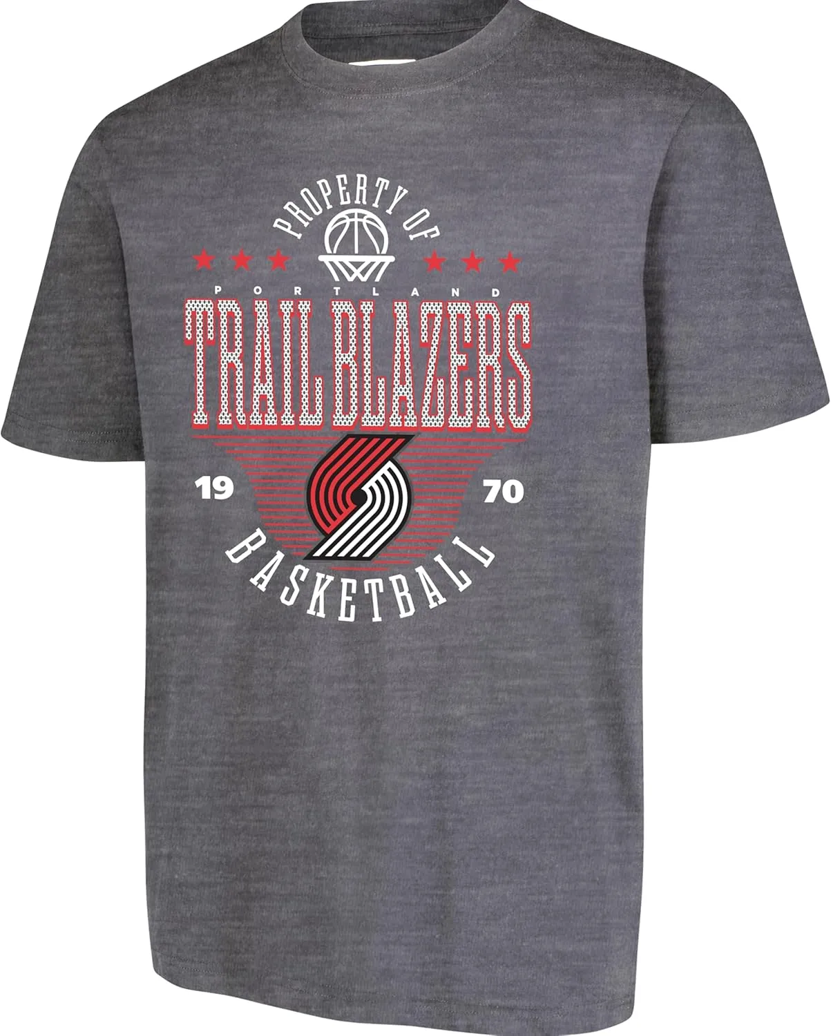 Ultra Game NBA Official Men's Standard Super Soft Mad Props T-Shirt, Portland Trail Blazers, Heather Charcoal|Portland Trail Blazers