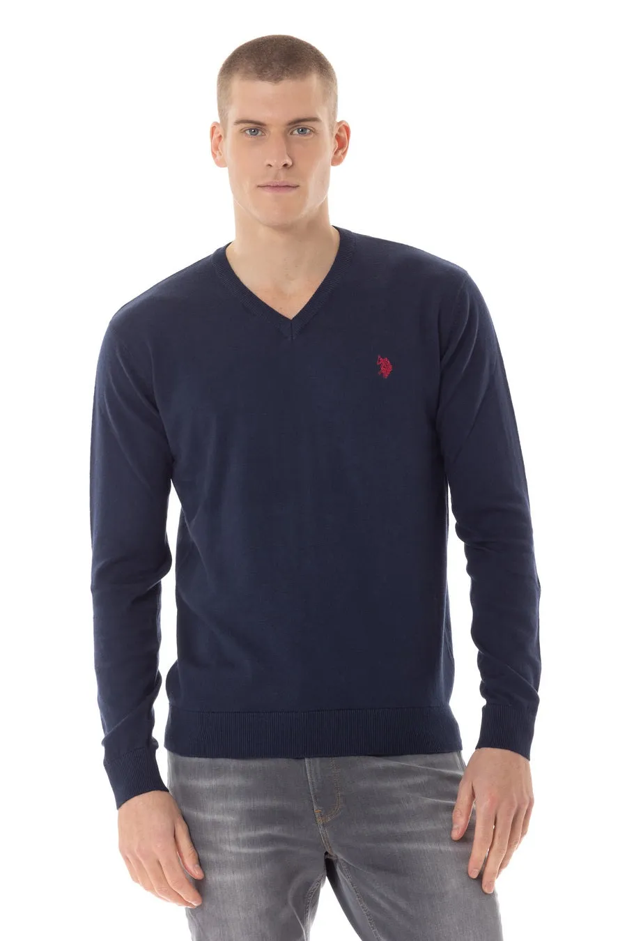 US POLO  MENS COTTON V-NECK SWEATER