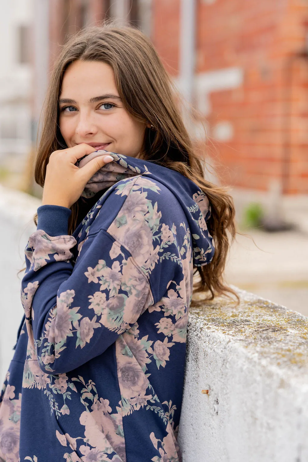 Vintage Floral Hooded Sweatshirt