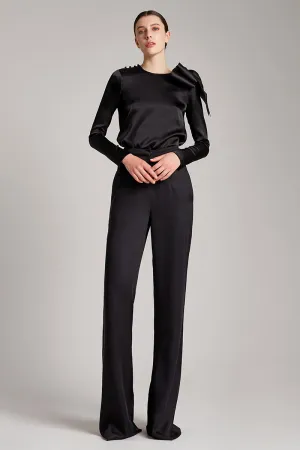 Wide Leg High Waisted Trousers in Black