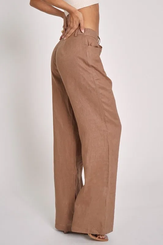 Women WIDE LINEN PANTS