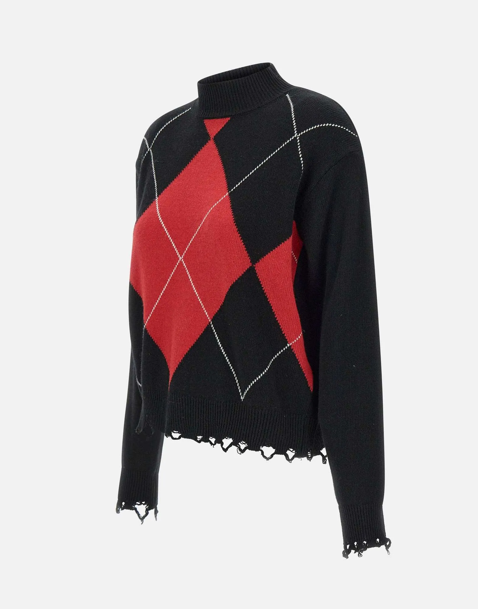 Wool and Cashmere Rhombus Sweater in Black