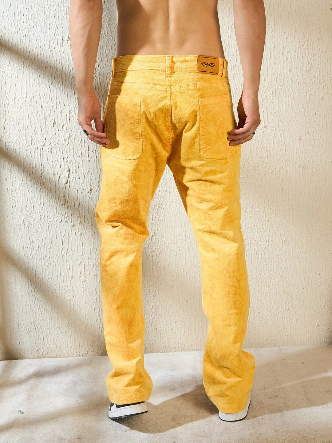 Yellow Washed Corduroy Patch Denim