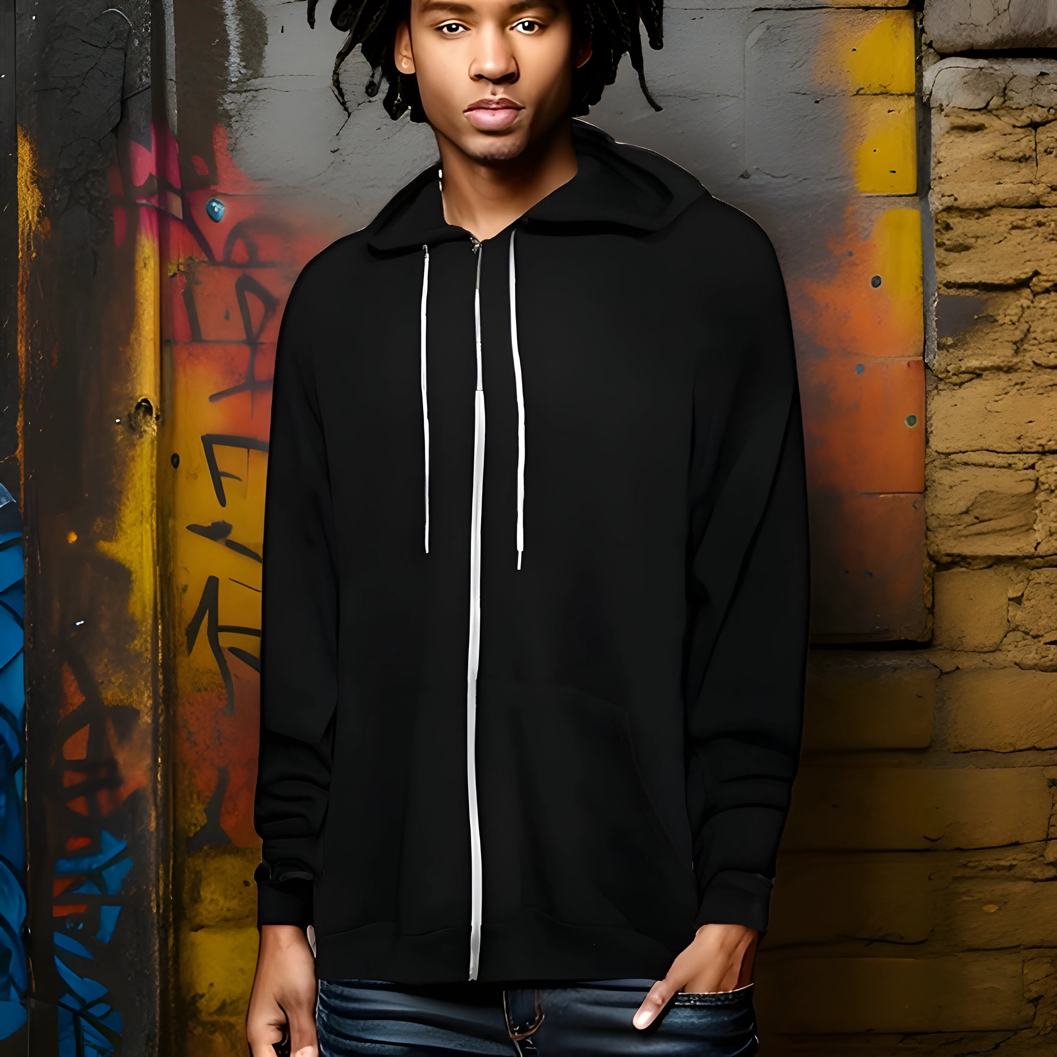 ^ZIP UP HOODIES^ (BLACK) (LIGHTWEIGHT)